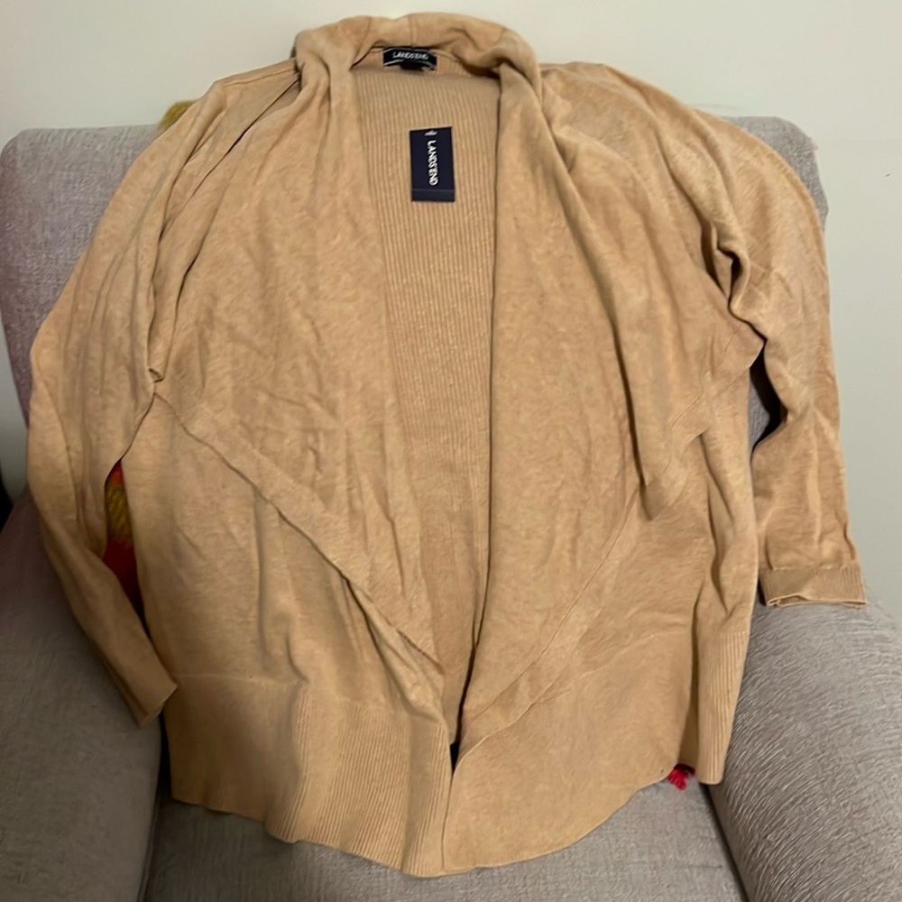 NWT Lands End Waterfall Cardigan in French Pecan Heather color!!!!